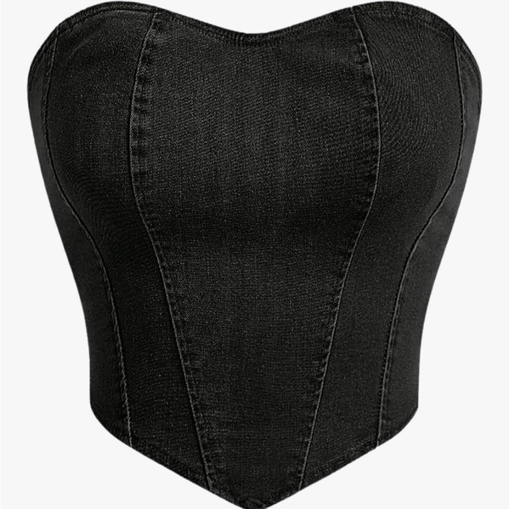 Black Denim Corset Top